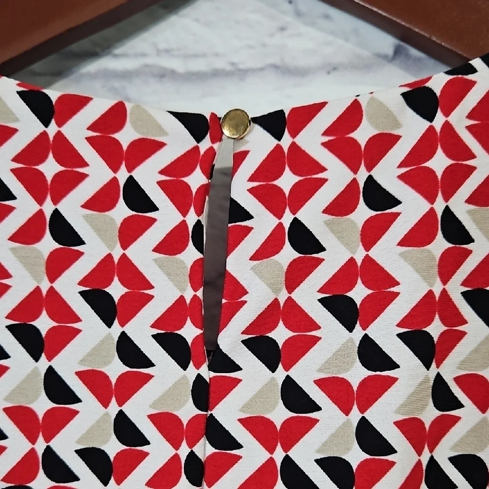 Calvin Klein Red and Black Patterned Blouse - Picture 5 of 5